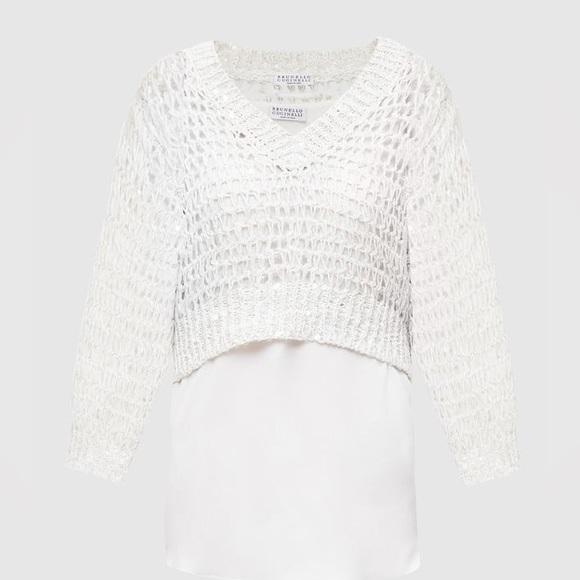 Brunello Cucinelli V neck Sequined knit Crop Top - Picture 5 of 14